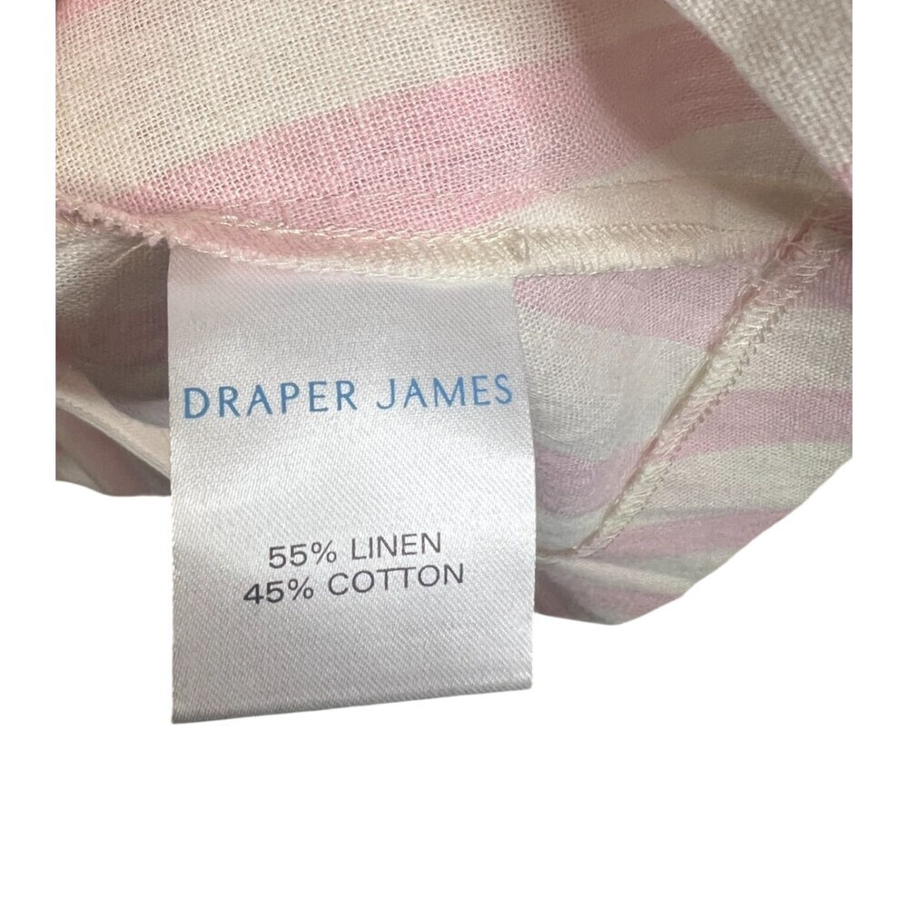 Draper James Size XL Pink Cream Stripe Linen Cotton Shirt Dress Tie Waist - Picture 4 of 5